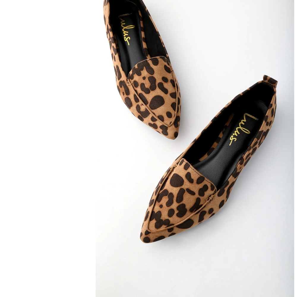NEW Lulu's Emmy Camel OR Leopard Suede Loafers - Picture 10 of 14